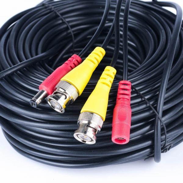 50FT Black Premade BNC Video Power Cable / Wire For Security Camera, CCTV, DVR, Surveillance System, Plug & Play (Black, 50)