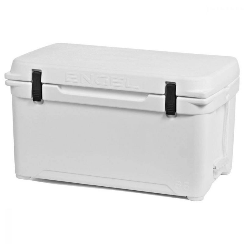 Engel High Performance 58-Quart Portable Seamless Rotomolded Airtight 70 Can Hard Cooler and Ice Box for Camping, Sports Events, and Fishing, White