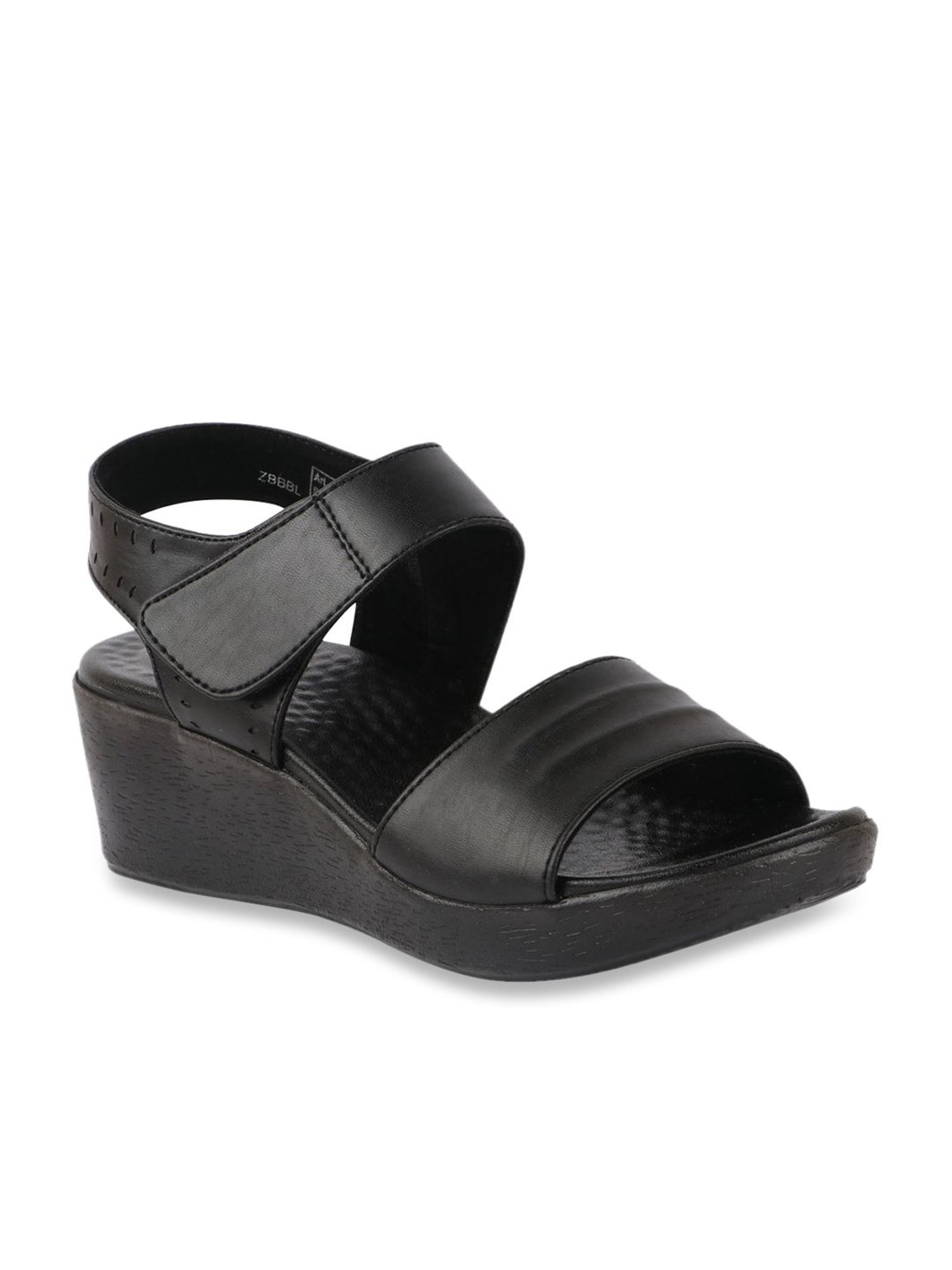 MediFeet Women's Black Ankle Strap Wedges