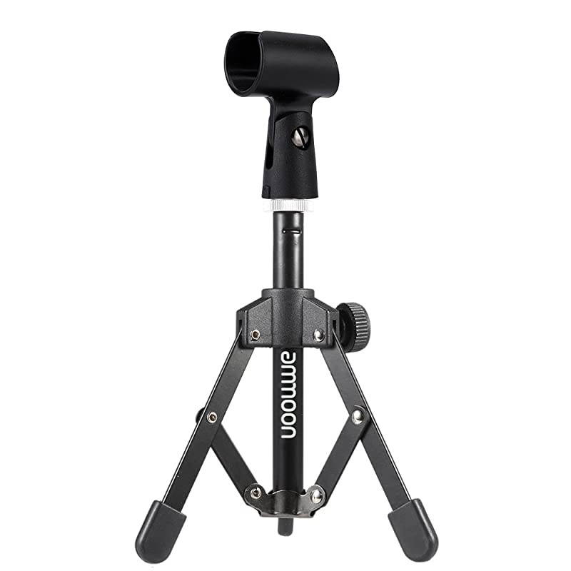 Desktop Microphone Stand Foldable Tripod with a 5/8" Male to 3/8" Female Screw and MC5 Mic Clip Holder Bracket for Meeting Lectures Podcasts (MC5 Mic Clip is Included)