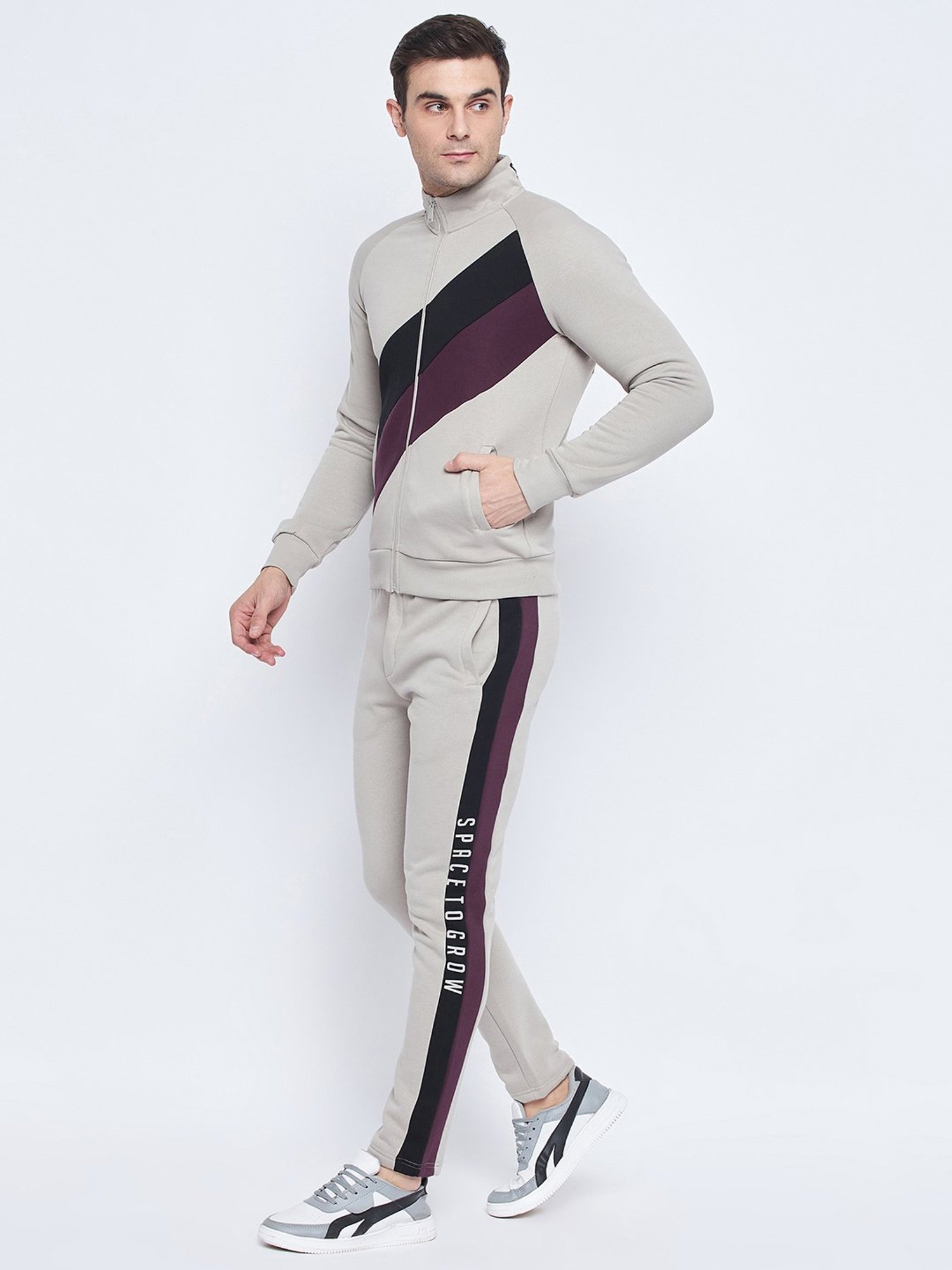 Camla Light Grey Regular Fit Tracksuit