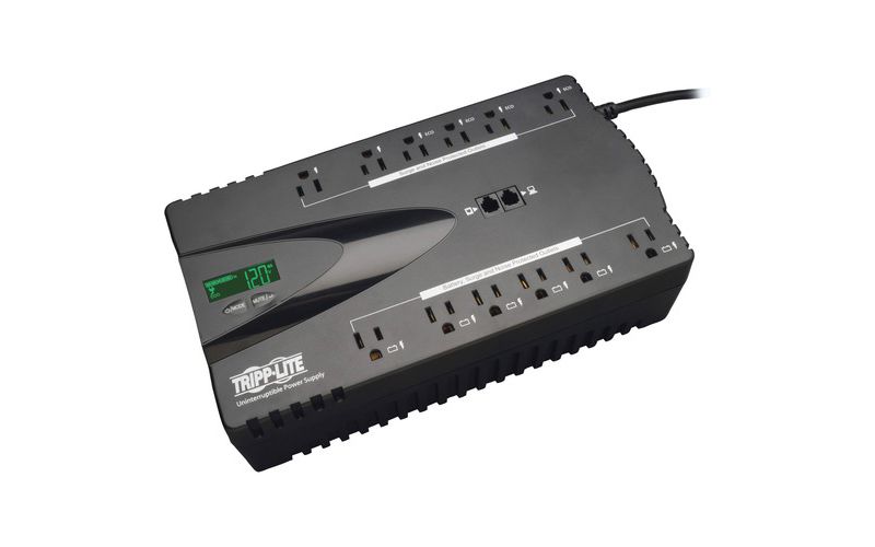 Tripp Lite UPS 850VA 425W Eco Green Battery Back Up LCD 120V USB RJ11 PC 12 Outlet - Desktop, Wall Mountable - 2.30 Minute Stand-by - 110 V AC Input