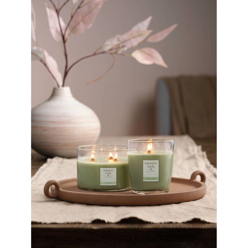 Lidded Glass Jar Crackling Wooden Wick Teak and Moss Candle - Nature's Wick