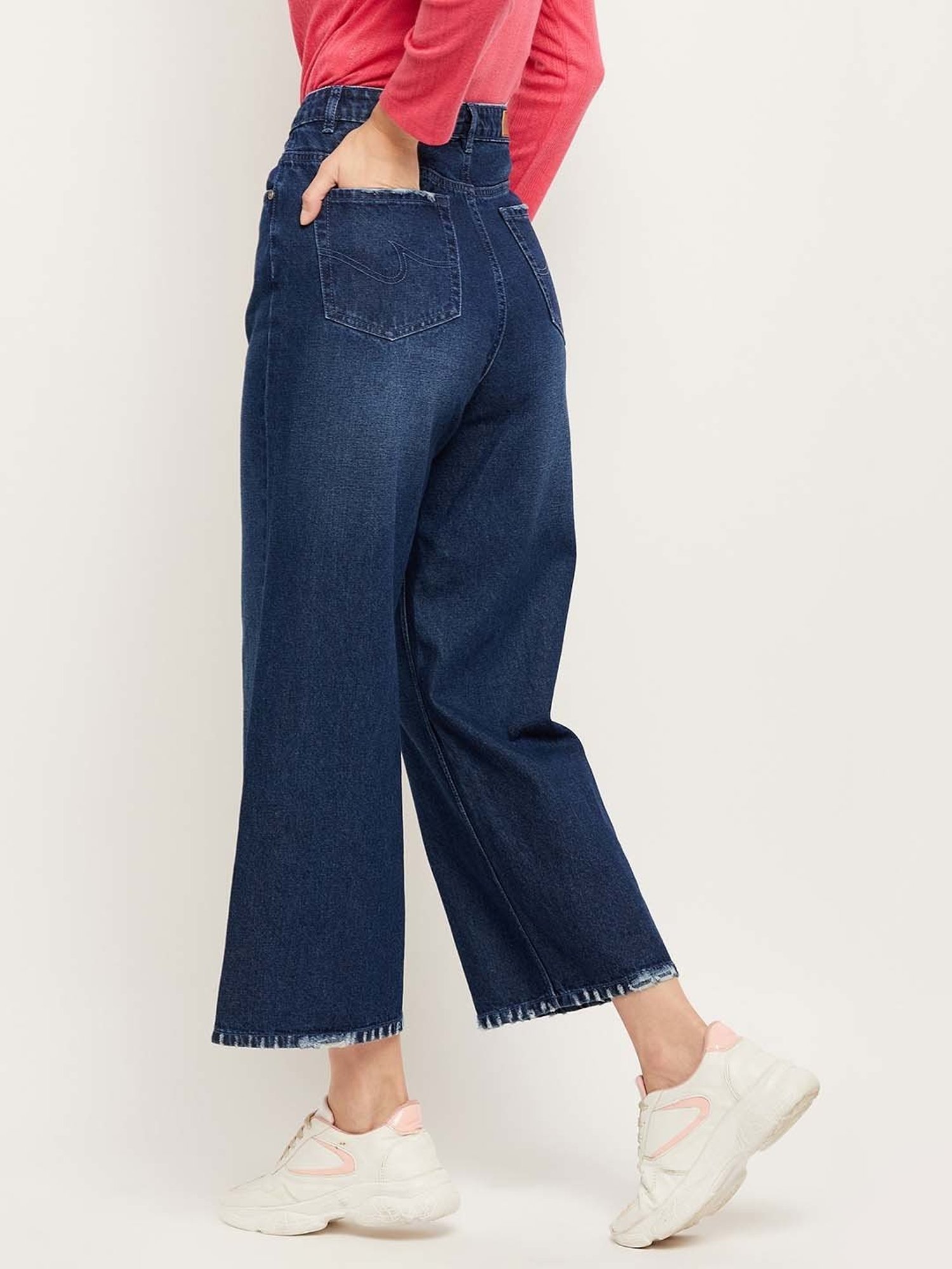 Camla Blue Cotton Mid Rise Jeans