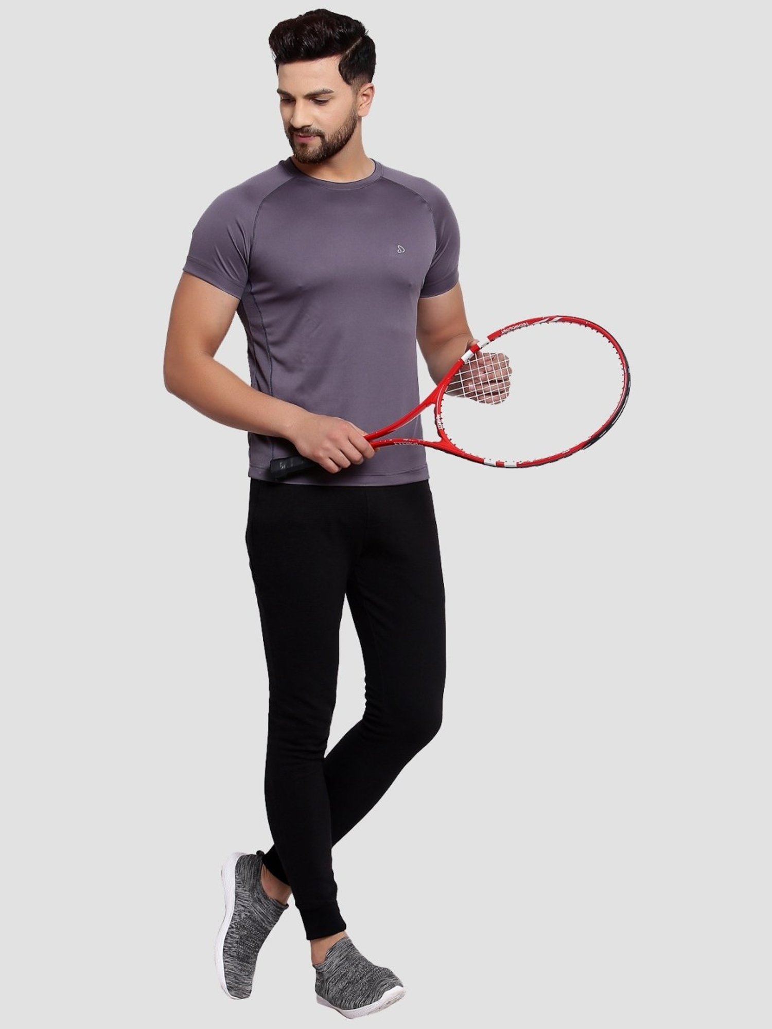 Sporto Charcoal Regular Fit Sports T-Shirt