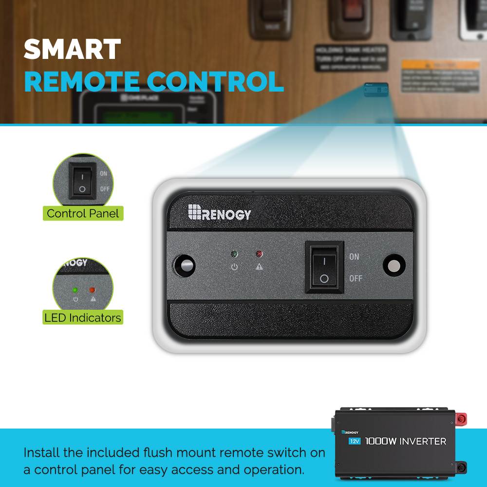 Renogy 1000W 12V Pure Sine Wave Inverter With Power Saving Mode