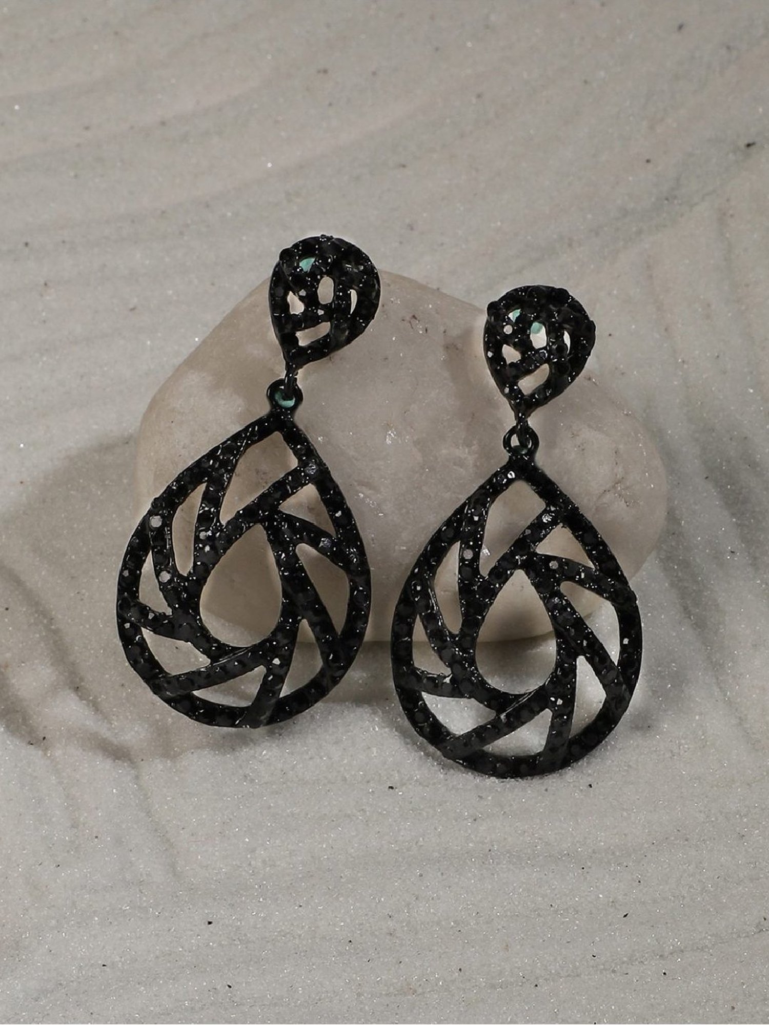 Sohi women's whimsical waterfall drop earrings carbon black