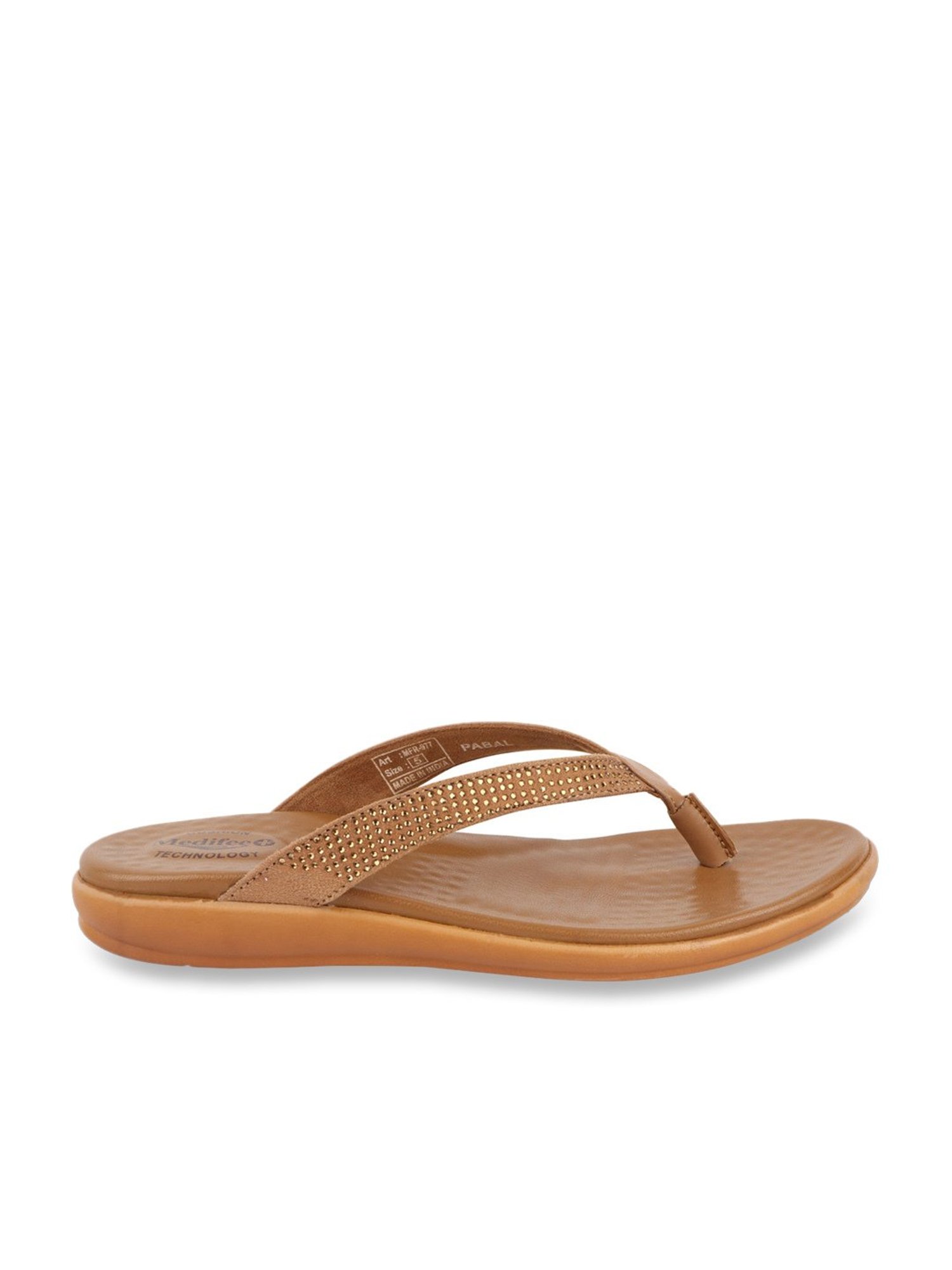 MediFeet Women's Sleek Tan Thong Sandals