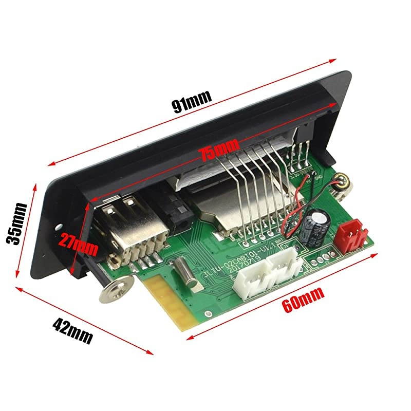 MP3 Decoder Board 12V Car Stereo Hands-Free Call Bluetooth Recording Module 7~12V Wireless TF AUX FM Radio Amplifier Remote Digital Display Support MP3/ /TF Card Function