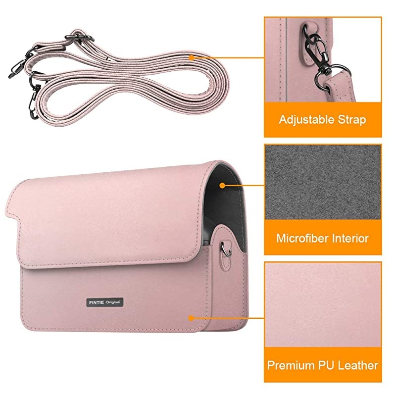 Protective Case Compatible with Fujifilm Instax Wide 300 Instant Film Camera - Premium PU Leather Protective Bag Cover w/Removable Strap, Rose Gold