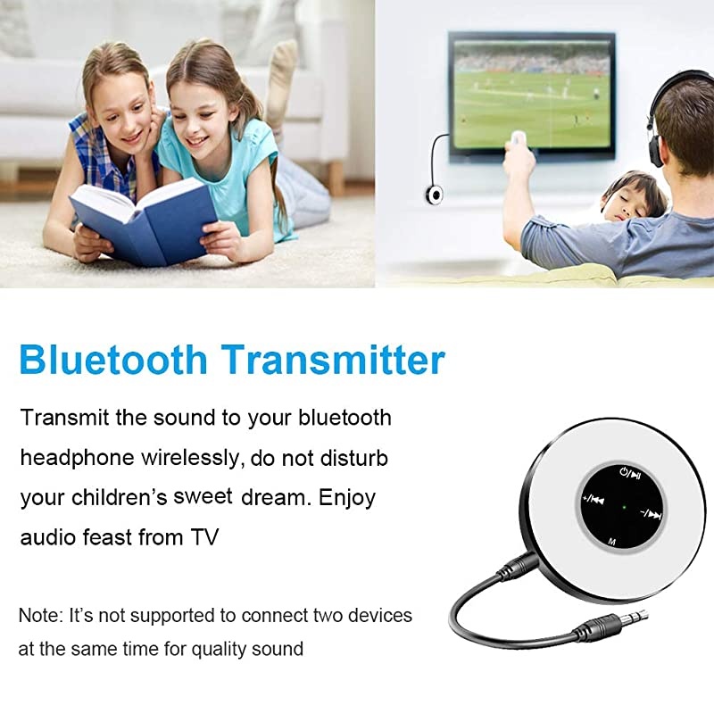 5.0 Transmitter Receiver, 2-in-1Wireless 3.5mm Adapter, Low Latency Audio Adapter for TV, Car, Home