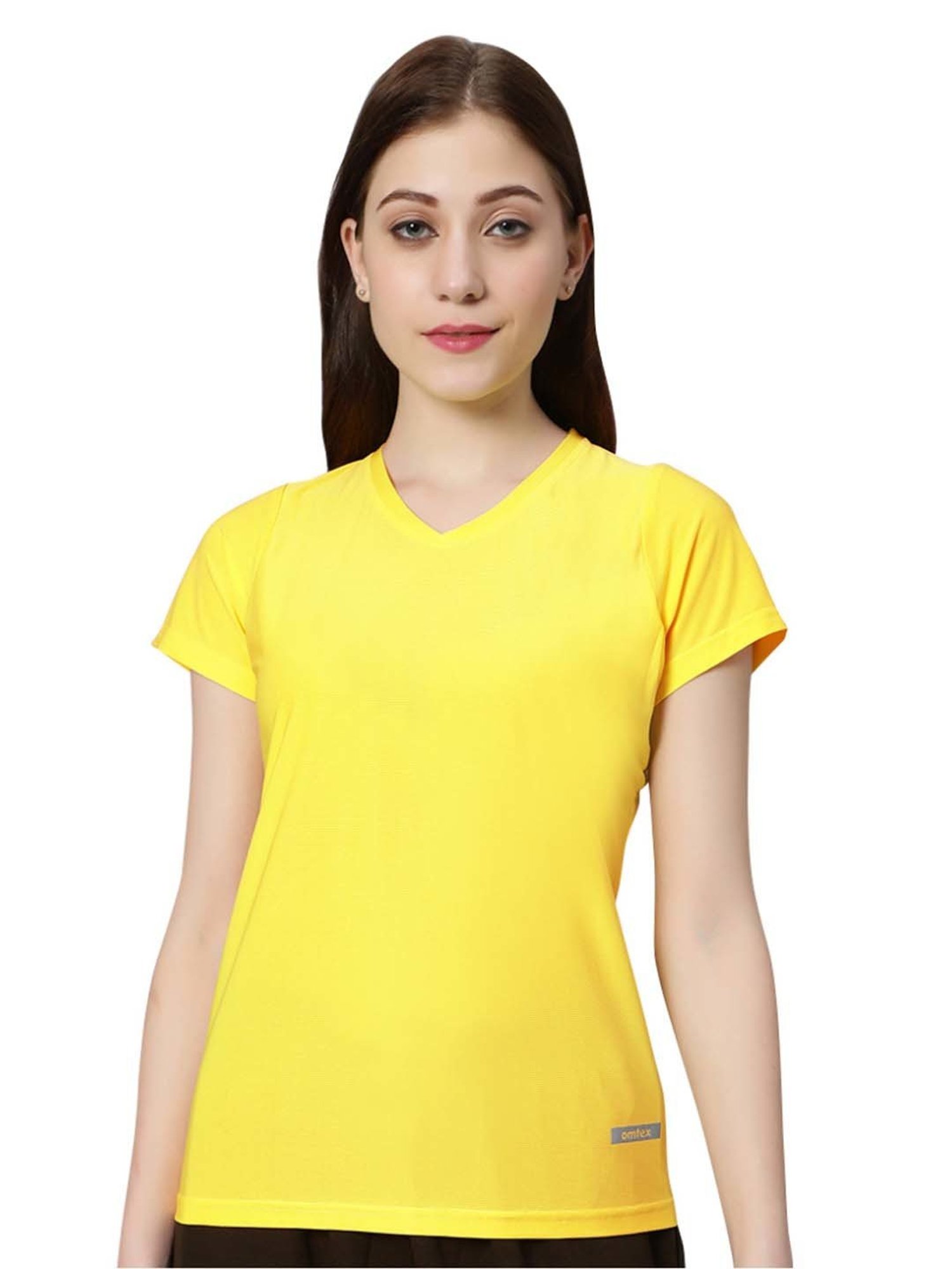 Omtex Yellow Regular Fit Sports T-Shirt