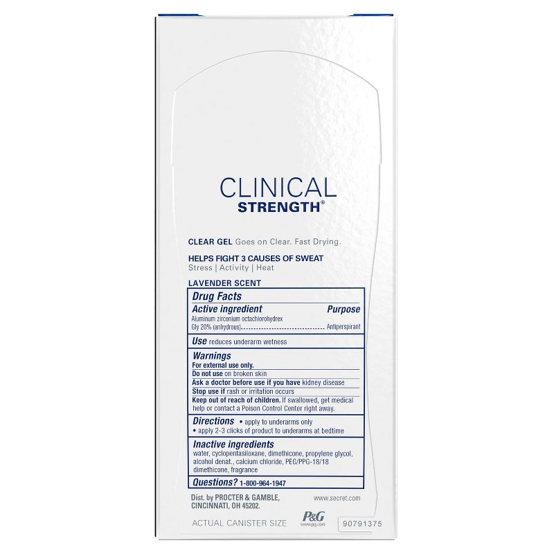 Secret Clinical Strength Clear Gel Clean Antiperspirant &#38; Deodorant for Women Lavender - 2.6oz