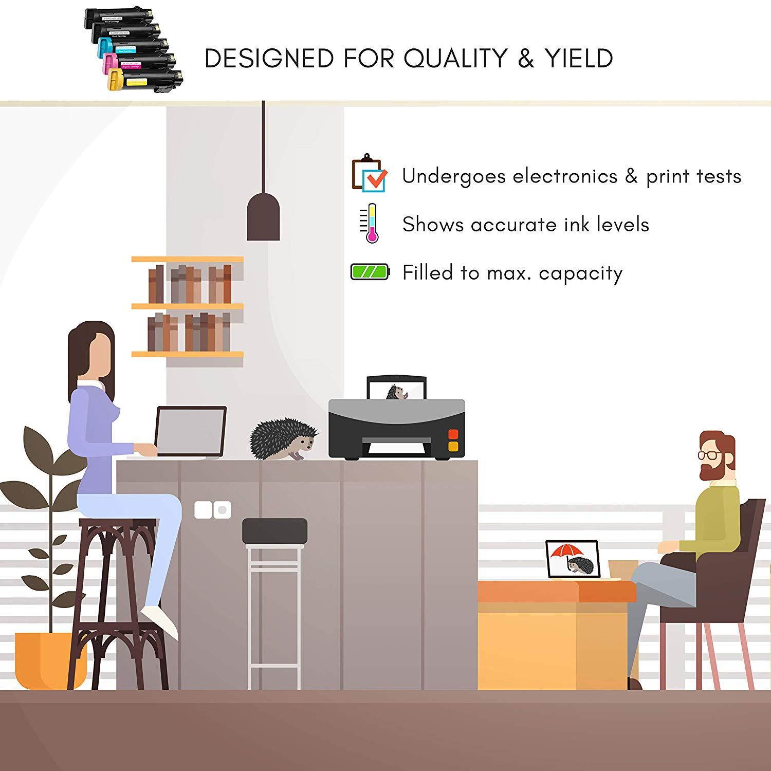 Limeink 5 Pack Compatible Replacement Cartridges for Dell H625cdw H825cdw S2825cdn High Yield Laser Toner Cartridges For Smart Color Printers H625 H825 s2825 Ink (2 Black, 1 Cyan, 1 Magenta, 1 Yellow)