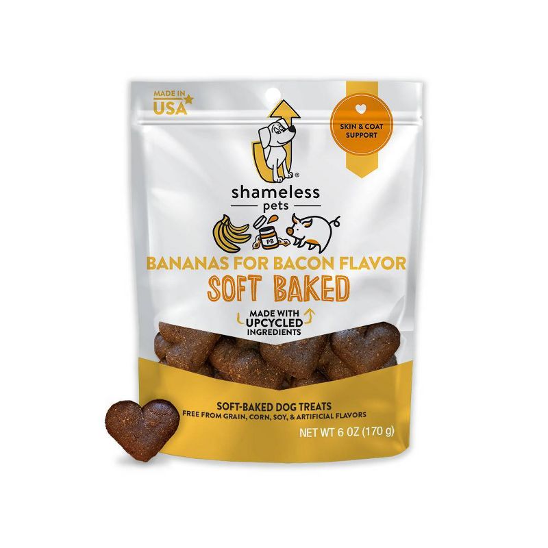 Shameless Pets Banana for Bacon Flavor Soft Baked Chewy Dog Treats - 6oz