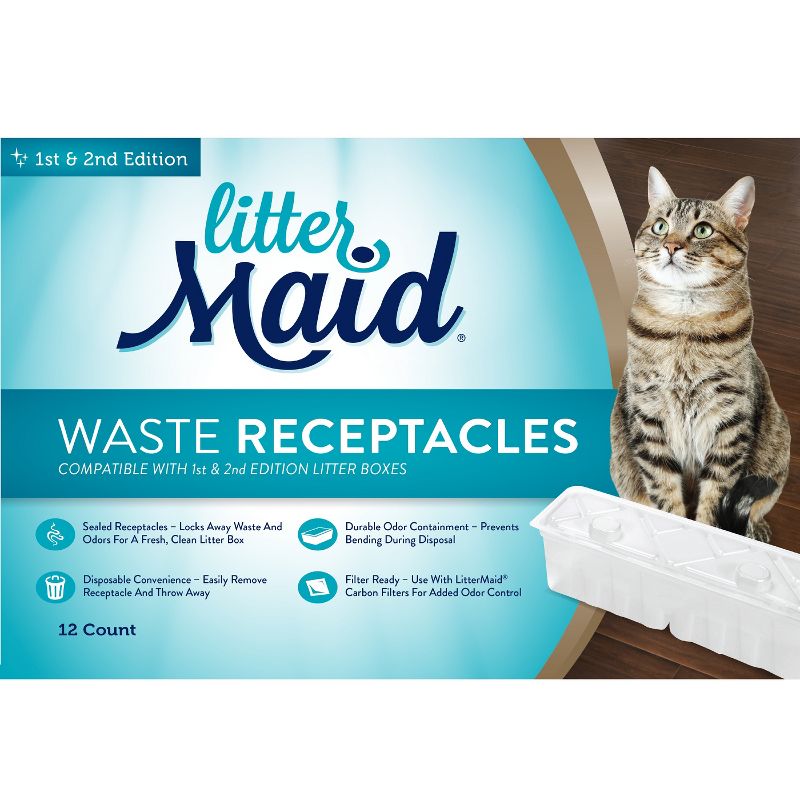 LitterMaid Waste Receptacles, 12 Count, Compatible With 1st and 2nd Edition Litter Boxes