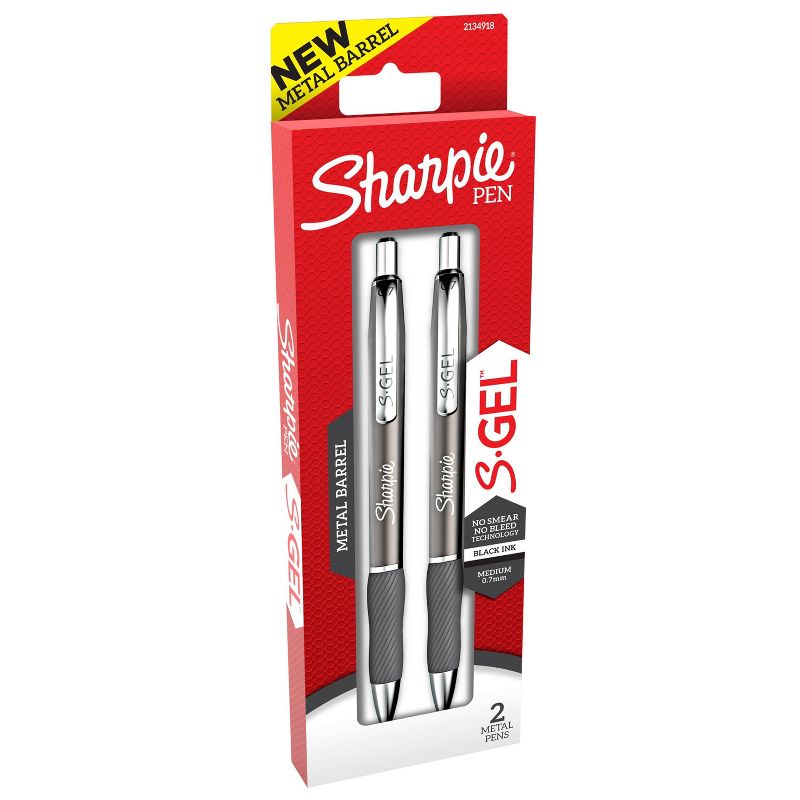 Sharpie 2pk Gel Pens S-Gel Gunmetal Barrel 0.7mm Black Ink