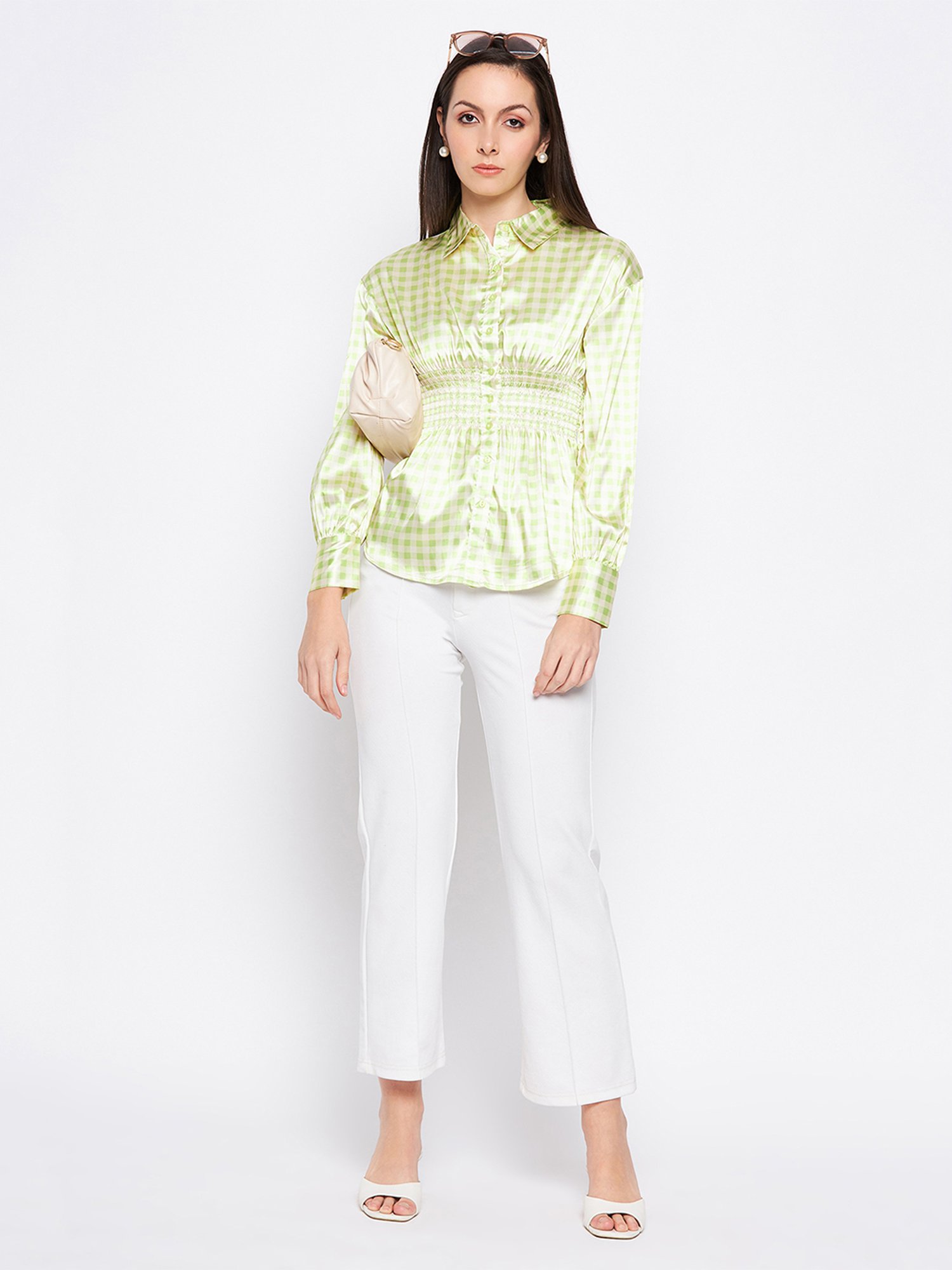 Camla Lime Green Checks Shirt