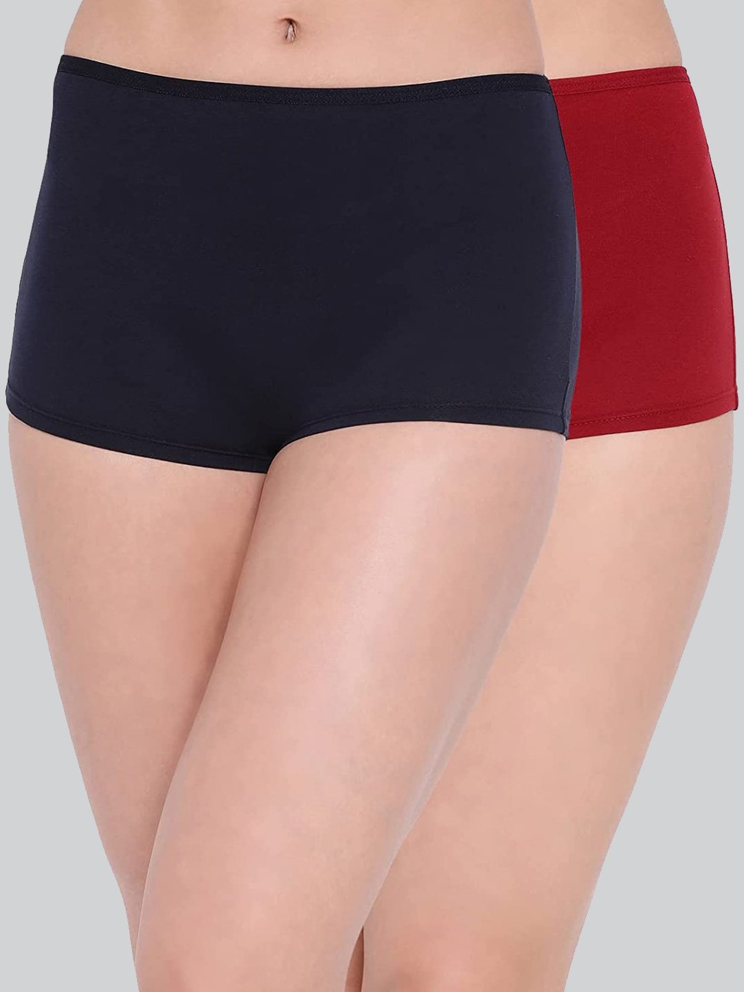 Lyra Navy & Maroon Cotton Boy Shorts Panties - Pack Of 2