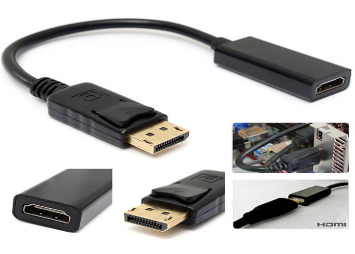 Displayport to HDMI Conversion Cable for PC HP/DELL1080P(black)
