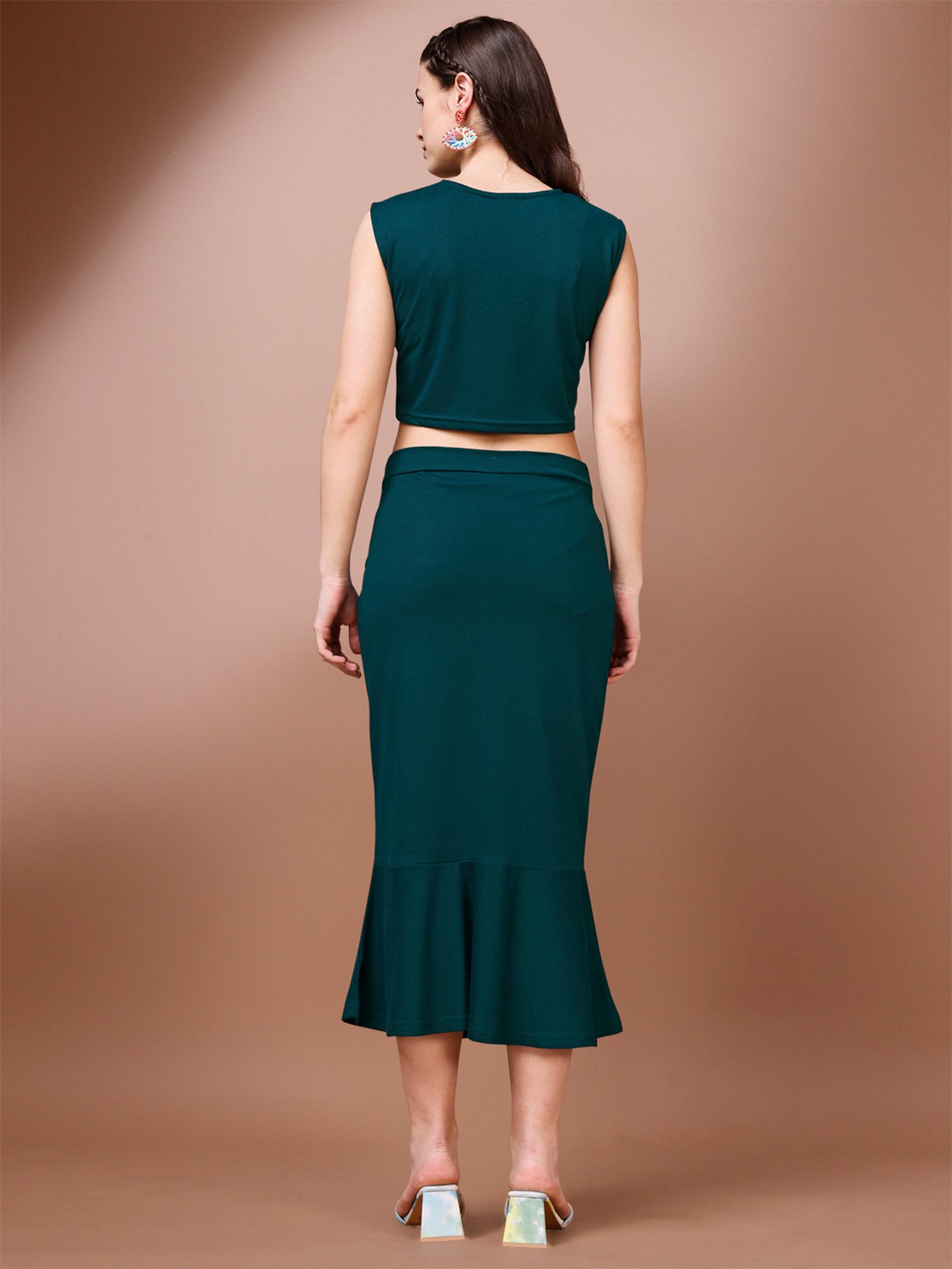 PURVAJA Teal Midi Co-Ord Set