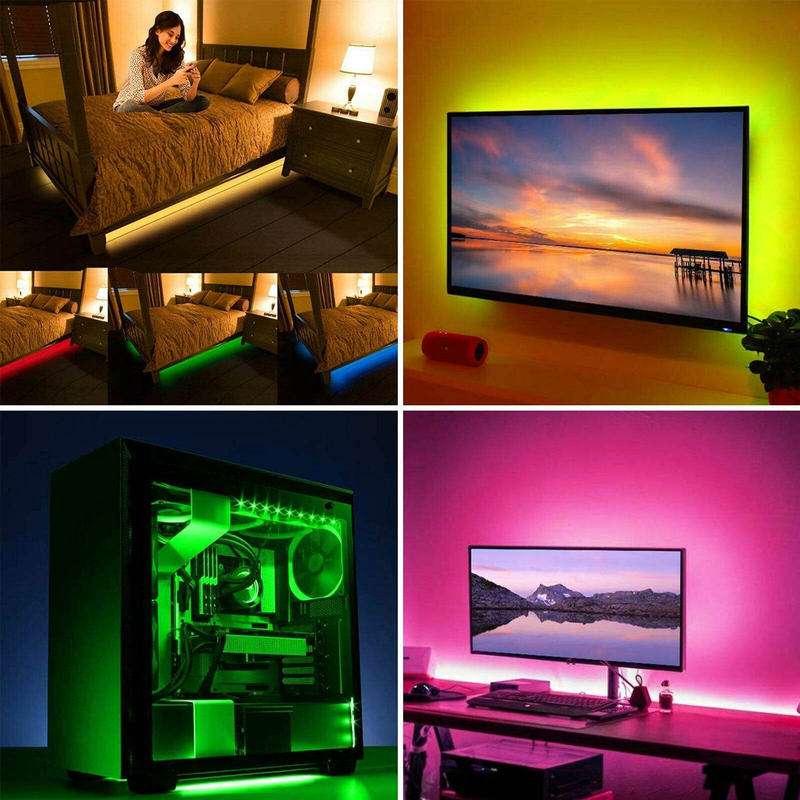 5V USB LED Strip Lights TV Back Light 5050 RGB Colour Changing with 24Key Remote