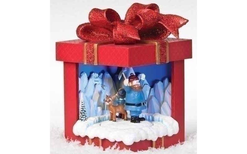 Roman 7.5" Animated and Musical Rudolph and Friends Christmas Gift Box Decoration