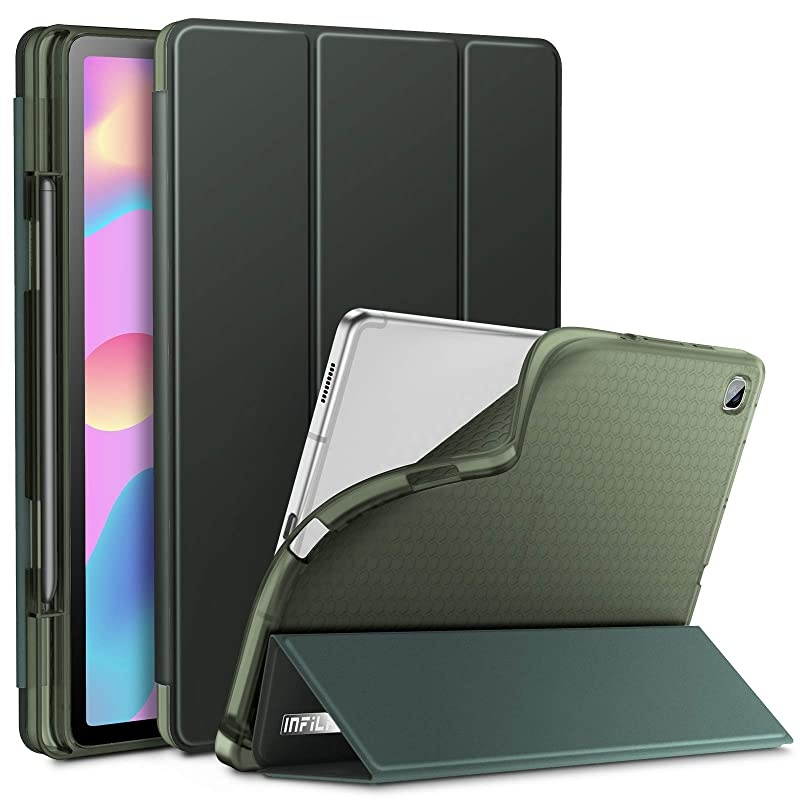 Galaxy Tab S6 Lite Case with S Pen Holder TriFold Case with Frosted Translucent Back Fit Samsung Galaxy Tab S6 Lite 104 SMP610P615 2020 Tablet Support Auto WakeSleep Midnight Green