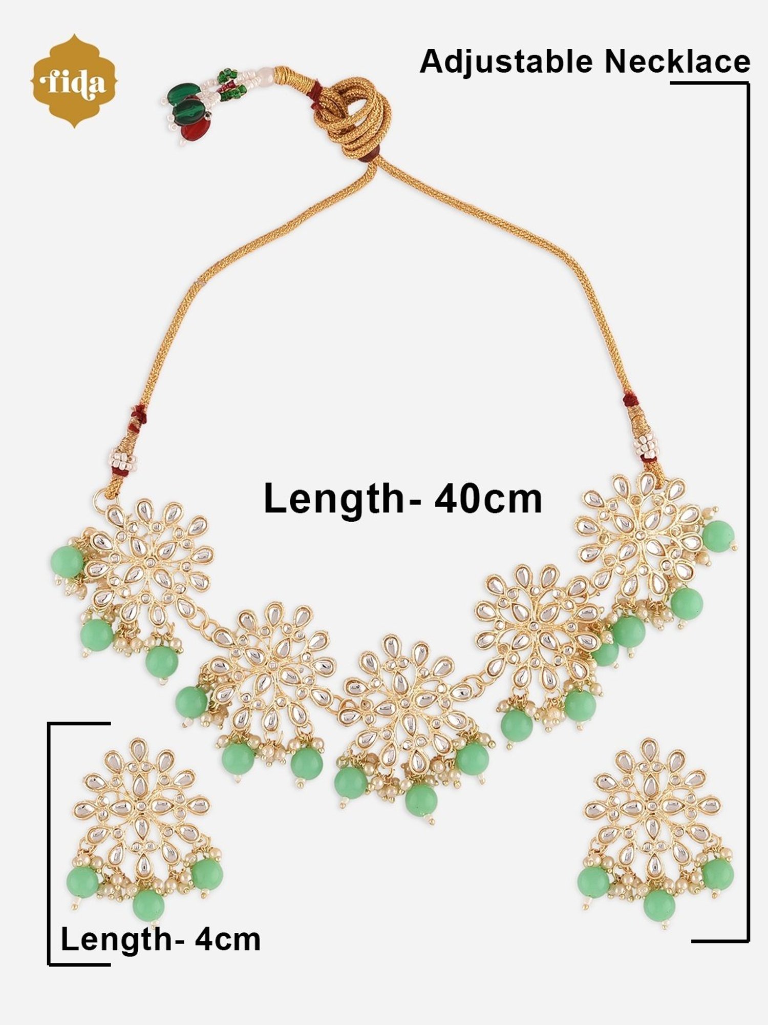 Fida Dilwale Wedding Ethnic Indian Traditional Kundan & Pearl Necklace Set for Women