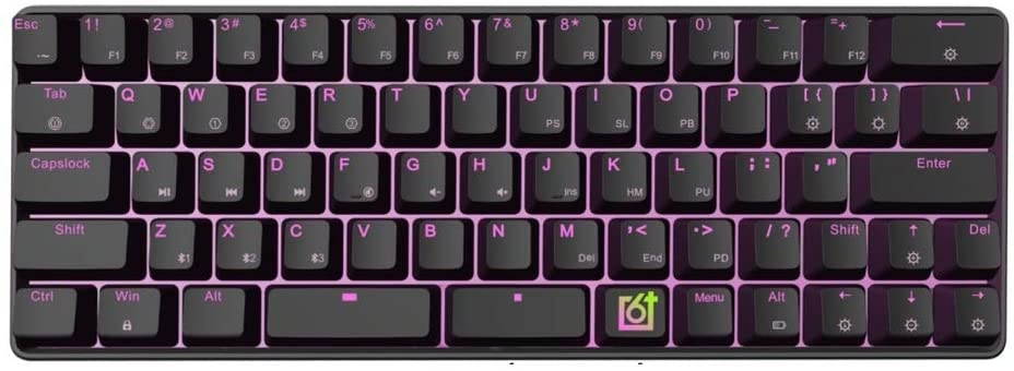 WYL Switch Mechanical Keyboard Gk66 Bluetooth Type-c Dual Mode Split-spacebar Hot-swappable RGB Mechanical Gaming Keyboard (Axis Body : Brown Switch)