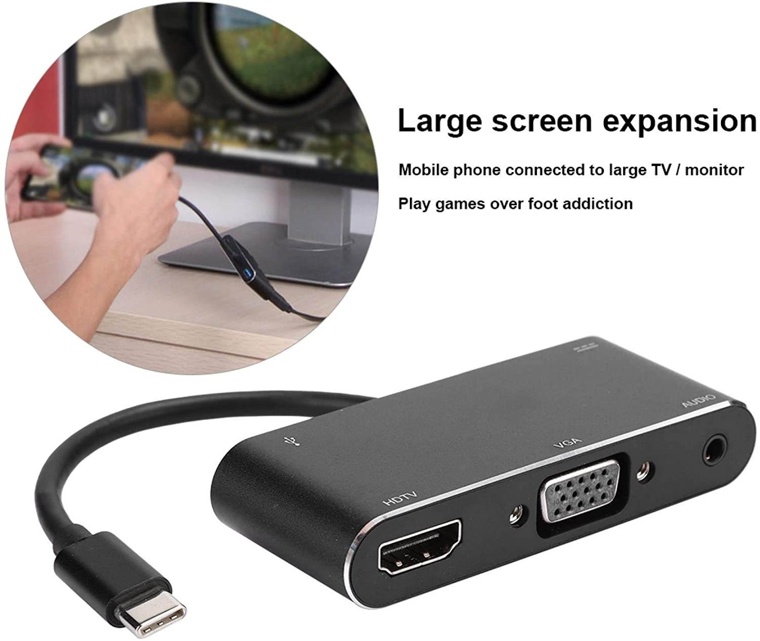 01 USB Docking Station, USB Docking Station Portable Stable Gigabit Ethernet Type-C 5-in-1 Anti-Impact Type-C Docking Station, for Mobile Phone Computer Windows