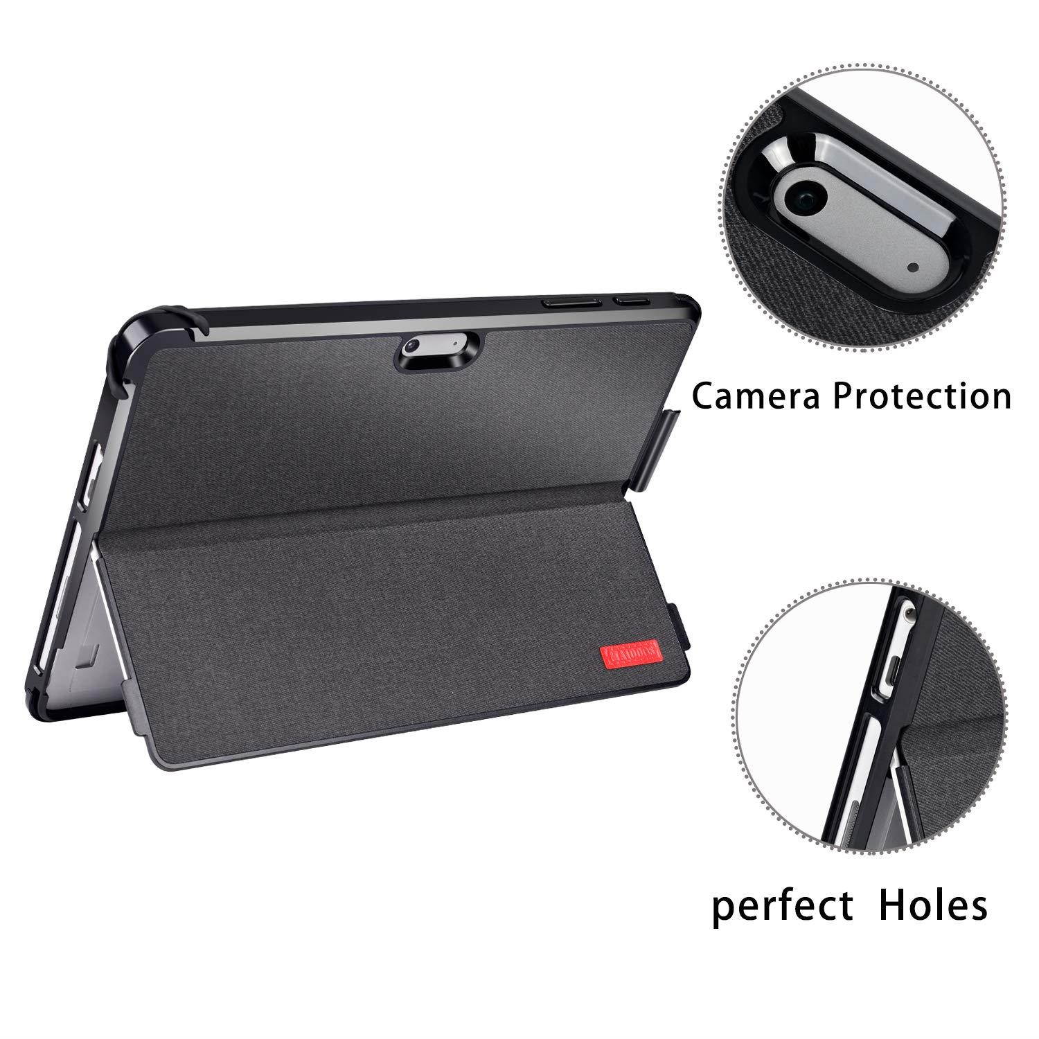 Surface Pro 6 Case,Microsoft Surface Pro 6 Case, Surface Pro Keyboard CaseMultiple Angle Viewing Business Cover for Microsoft Surface Pro 6/pro 5(2017)/pro 4 with Pen Holder and Type Cover Strap,Black