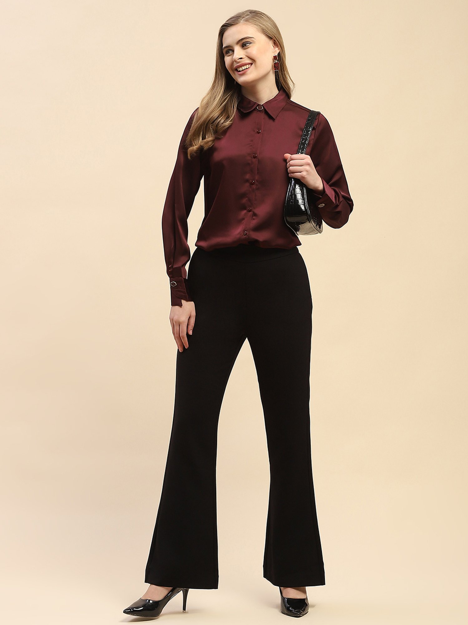 Camla Maroon Regular Fit Shirt