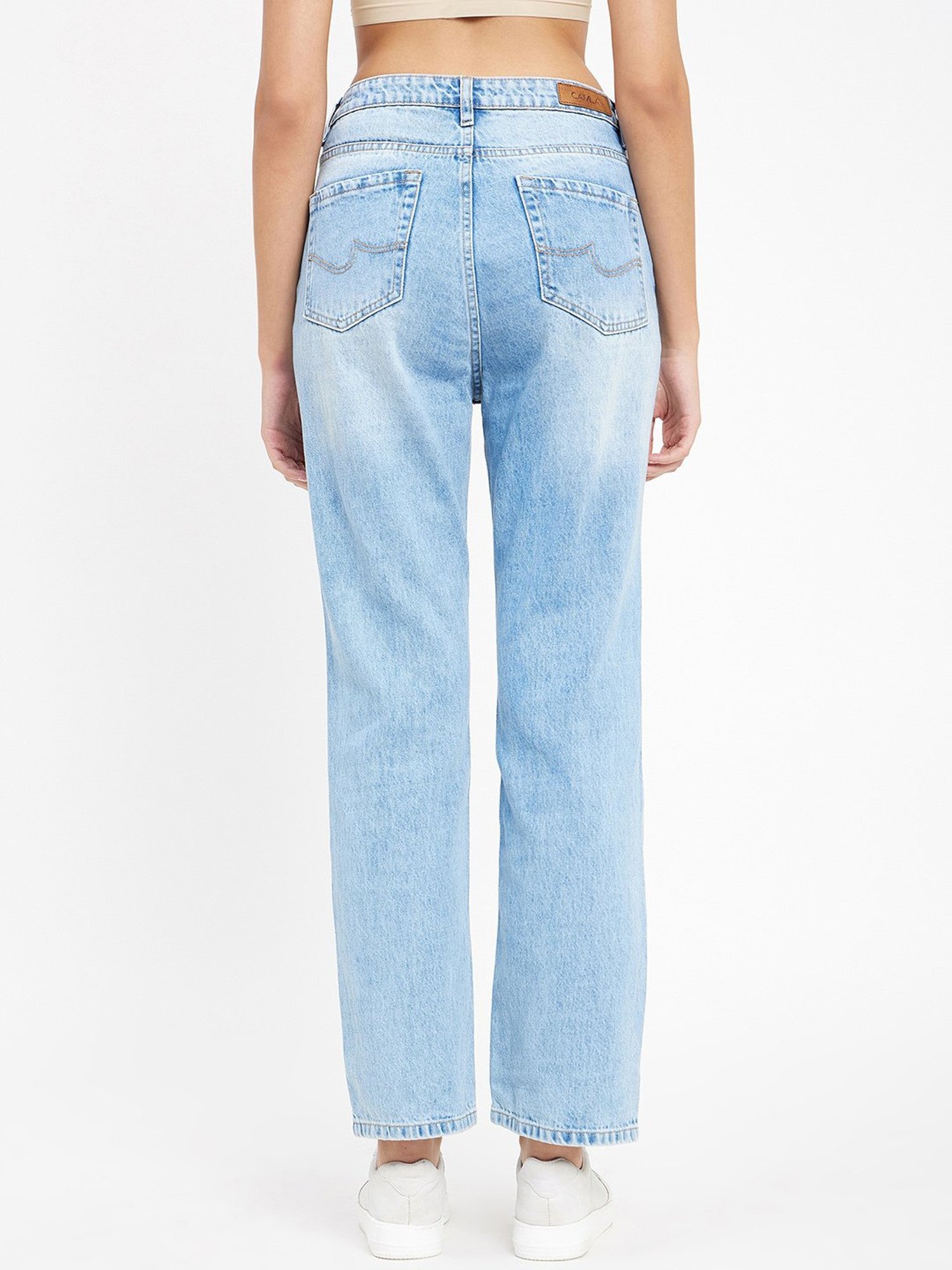 Camla Blue Distressed Mid rise Jeans