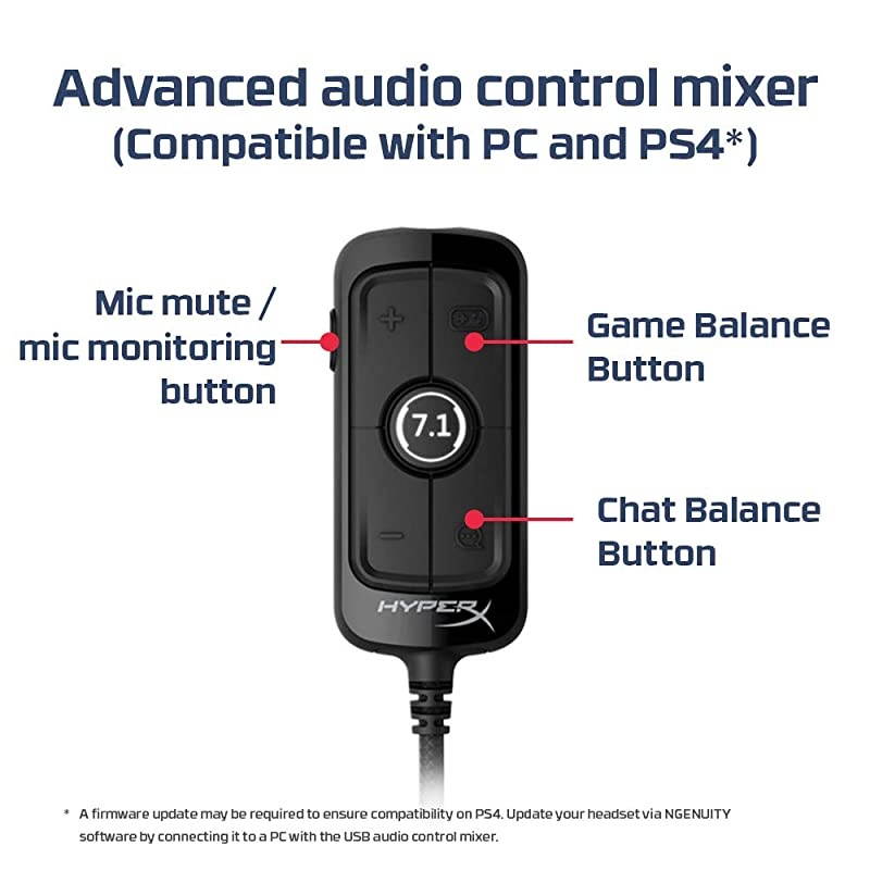 Cloud Alpha S - PC Gaming Headset, 7.1 Surround Sound, Adjustable Bass, Dual Chamber Drivers, Chat Mixer, Breathable Leatherette, Memory Foam, and Noise Cancelling Microphone - Blue