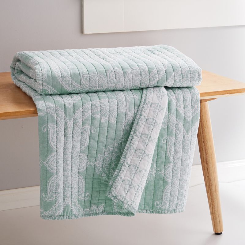 Mclain Paisley Quilted Throw Seafoam - Levtex Home