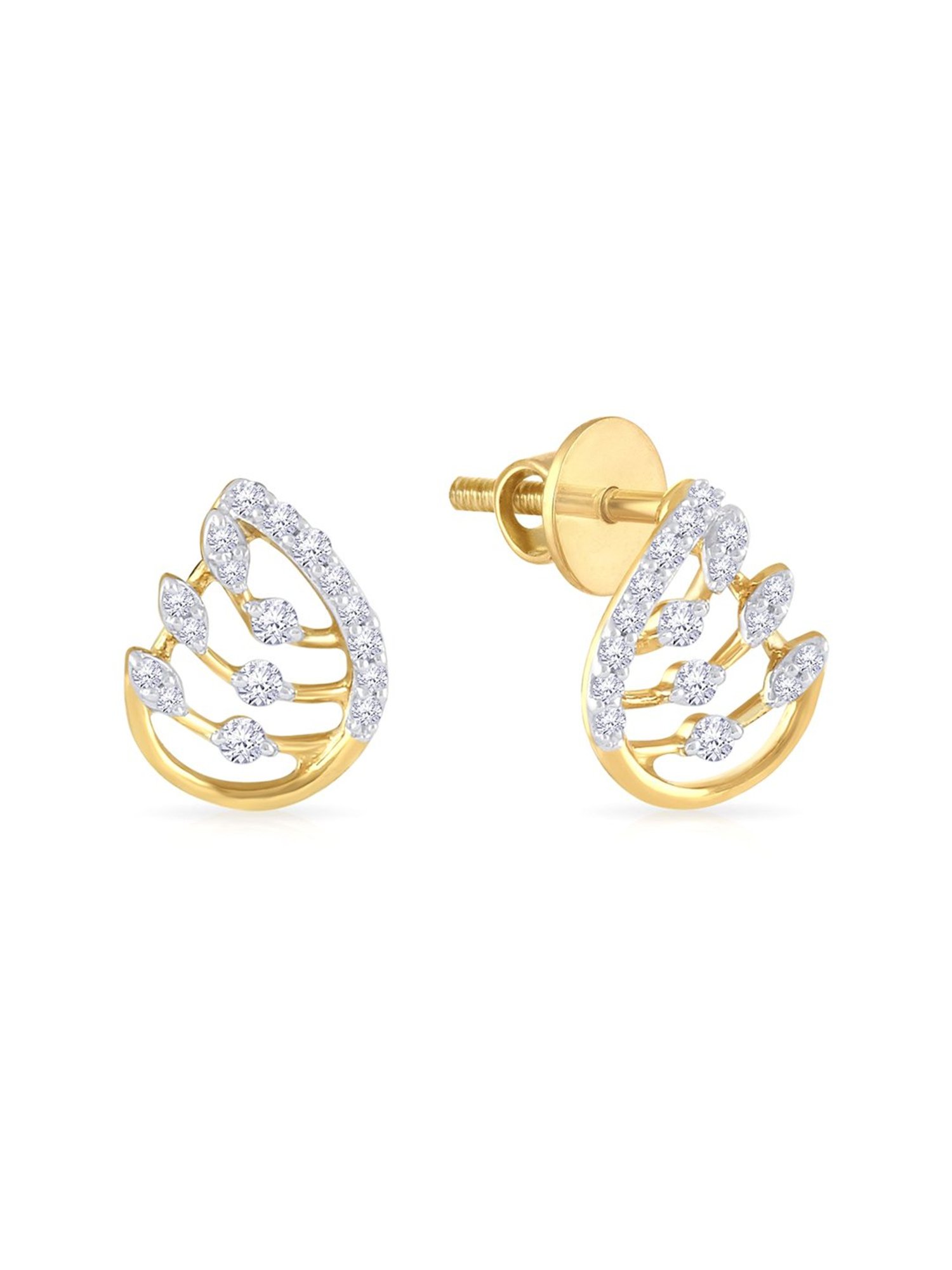 Malabar Gold and Diamonds 18k Yellow Gold Stud Diamond Earrings