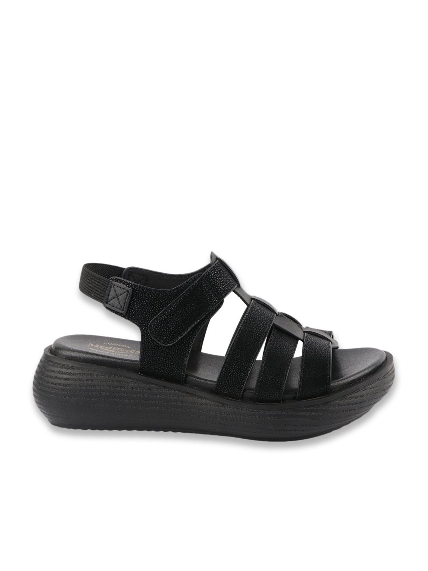 MediFeet Women's Black Ankle Strap Wedges