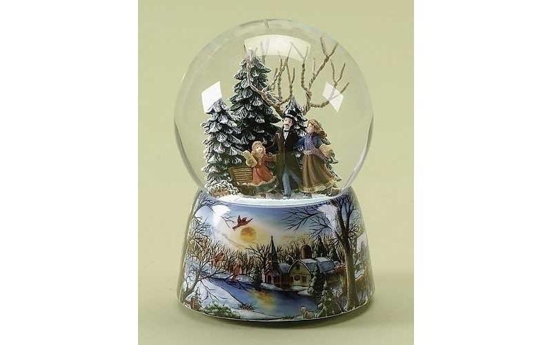 Roman Musical Ice Skating Scene Christmas Snow Globe Glitterdome