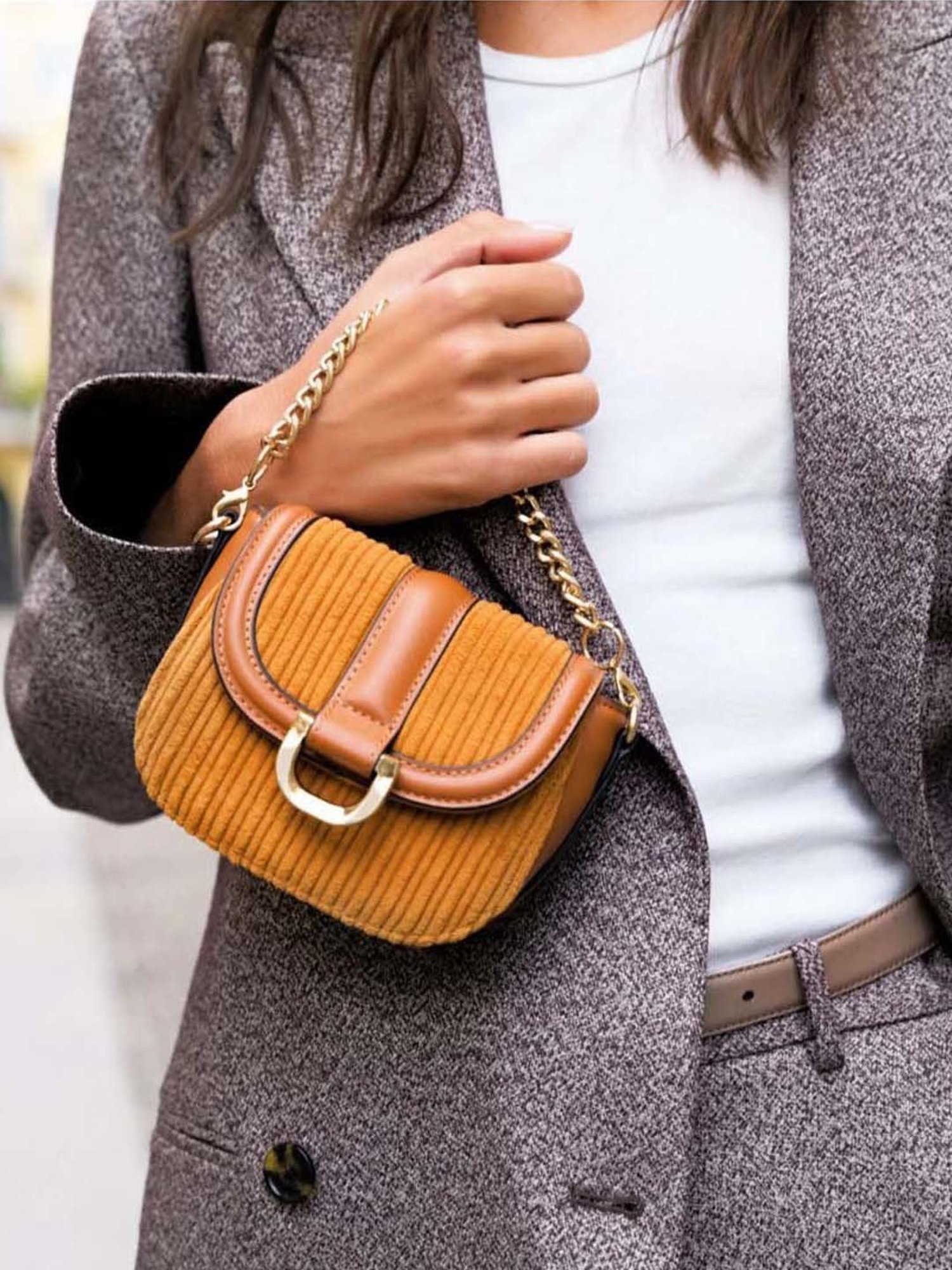 CARPISA Tan Textured Mini Sling Handbag