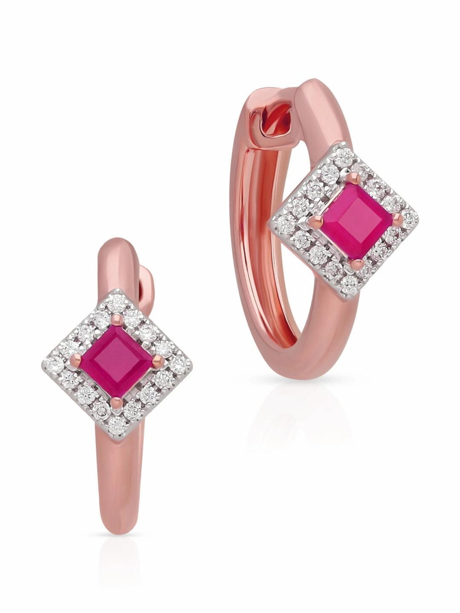Malabar Gold and Diamonds 18k IGI Certified Diamond Rose Gold Hoop Earrings for Women