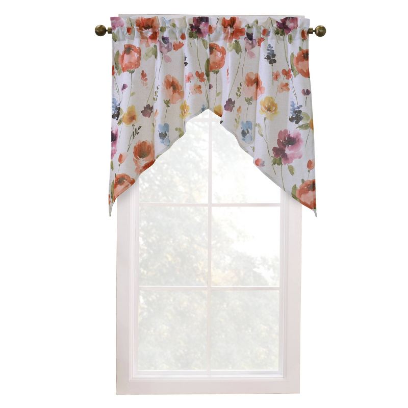 Set of 2 (36"x52") Siri Floral Faux Linen Light Filtering Window Valances Off White - Habitat