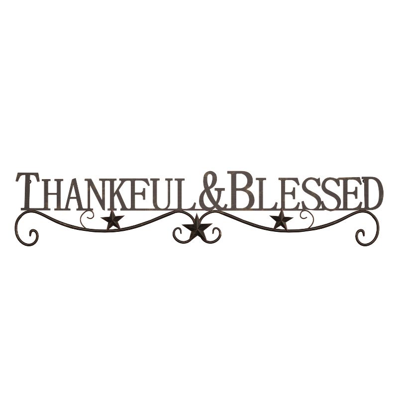 "Thankful And Blessed" Wall Metal Cutout Sign Natures Brown - Lavish Home