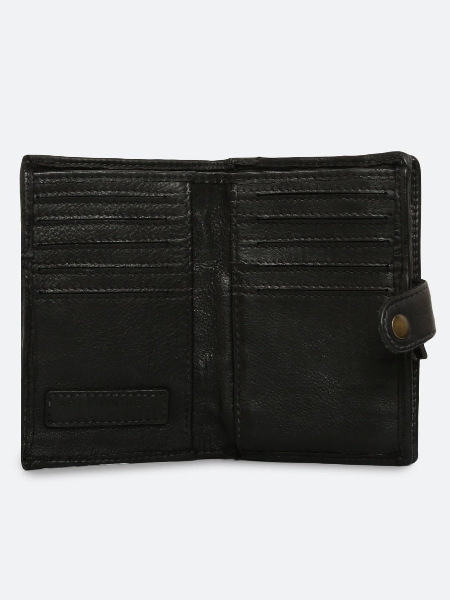 Art N Vintage Volga Black Leather Textured  Bi-Fold Wallet for Women