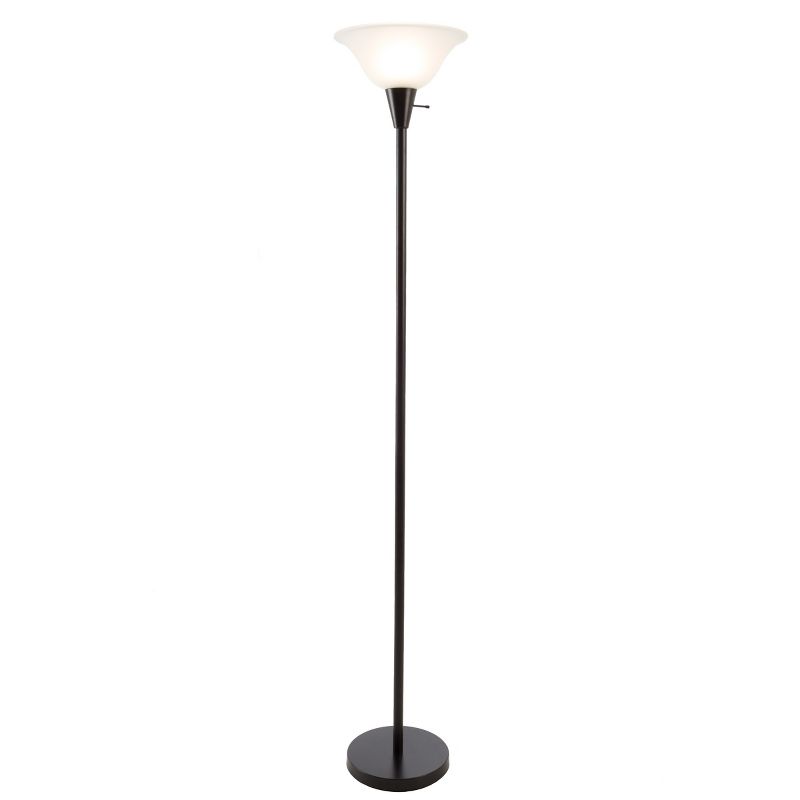 Quatrefoil Pattern And Fabric Shade Sleeve Uplight Floor lamp Black (Includes LED Light Bulb) - Lavish Home
