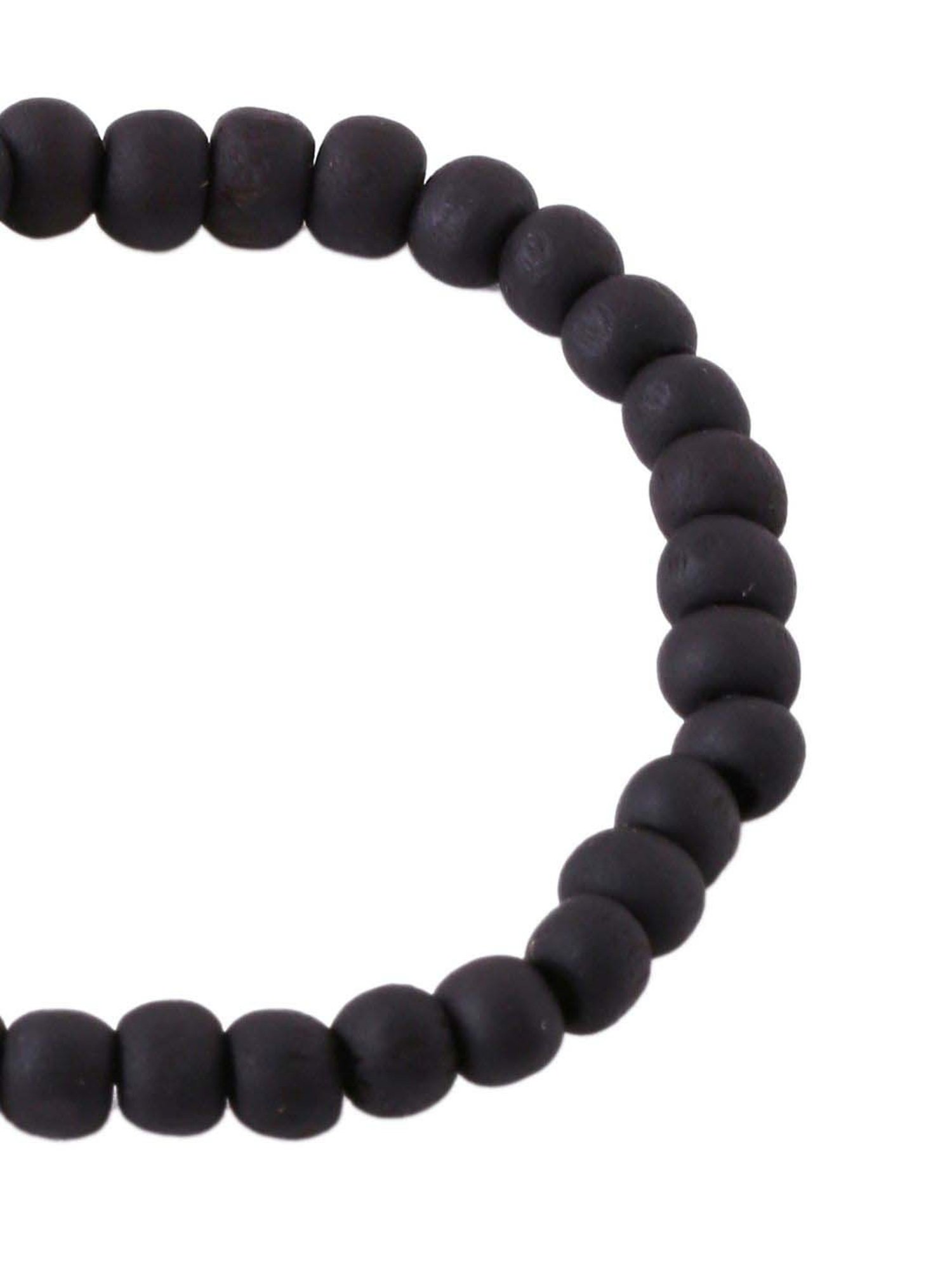 NVR Black Beaded Adjustable Bracelet for Men