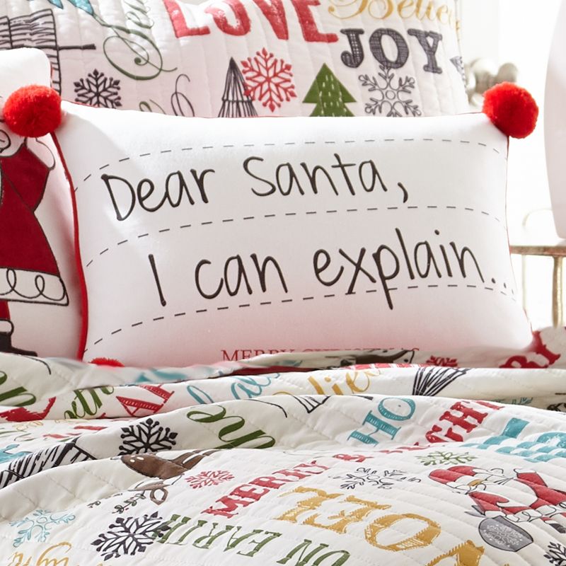 Santa Clause Lane Postcard Decorative Pillow White - Levtex Home