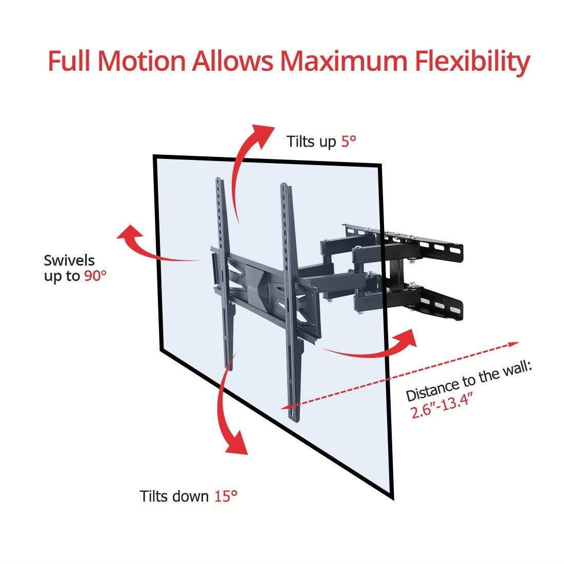 Fleximounts A22 TV Wall Mount for Most 32"-60" LED LCD Plasma Flat Screen up to VESA 400x400mm with Full Motion Articulating Tilt Swivel Bracket