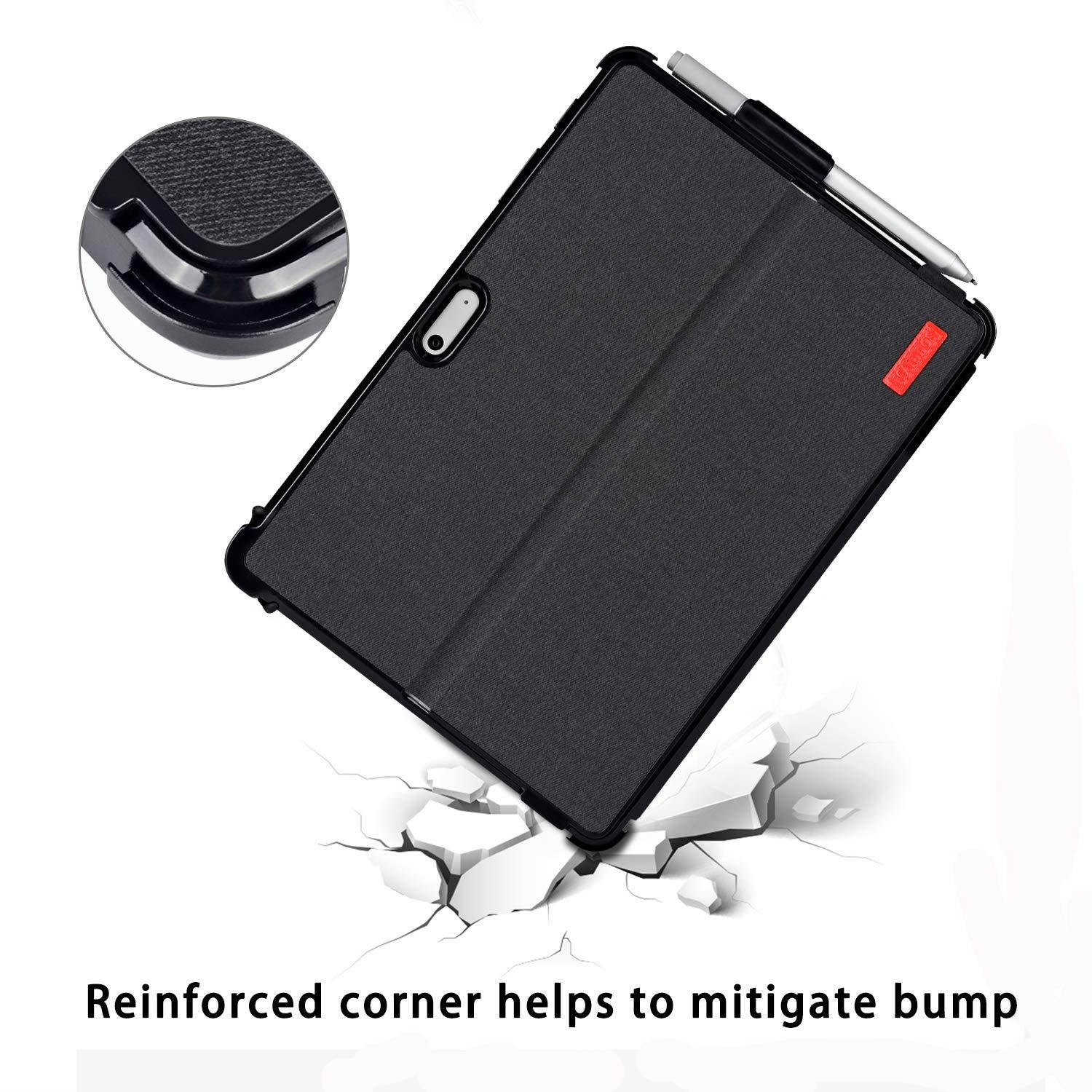 Surface Pro 6 Case,Microsoft Surface Pro 6 Case, Surface Pro Keyboard CaseMultiple Angle Viewing Business Cover for Microsoft Surface Pro 6/pro 5(2017)/pro 4 with Pen Holder and Type Cover Strap,Black