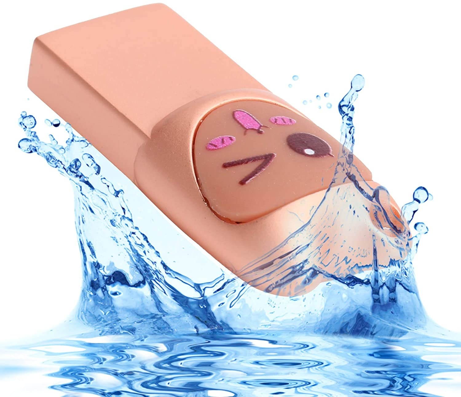 01 U Disk, USB Pen Drive USB Flash Drive USB Memory Stick Waterproof Cartoon with Hanging for(Mengmei-Rose Gold, 128GB)